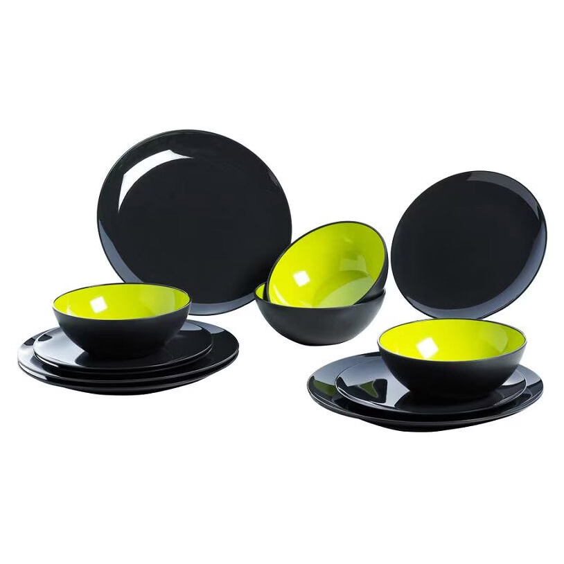 Juego de Melamina Grey-Line Lime 12 piezas